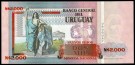 Uruguay: 2000 Nuevos Pesos 1989, #68a, kv.0 (noe bølget) (Nr.163), bakark medfølger thumbnail