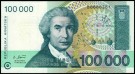 Kroatia: 100 000 Dinara, #27a, kv. 0 (Nr.112), bakark medfølger thumbnail