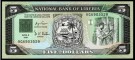 Liberia: 5 Dollars 1991, kv. 0 (Nr.27), bakark medfølger thumbnail