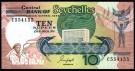 Seychellene: 10 Rupees (1989) ND, #32, kv. 0 (Nr.118), bakark medfølger thumbnail