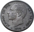 1 Peseta 1885 (85), Kv. 1+, ex. OMG thumbnail