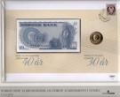 Myntbrev. Nr. 188, Norges siste 10 Kroneseddel og første 10 krone i nysølv thumbnail