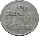 1 Peseta 1937, Kv. 1+, Santander Palencia Y Burgos (Spain-Sivil War) thumbnail