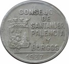 1 Peseta 1937, Kv. 1+, Santander Palencia Y Burgos (Spain-Sivil War) thumbnail