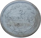 2 Pesetas 1937, Kv. 1+, Euzkadi (Spain-Sivil War) thumbnail