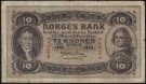 10 kr 1939 Z, kv.  svak 1- (Nr. 2822) rift 2,5cm nede til venstre thumbnail