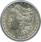 Morgan Dollar 1887 S,  kv. 01, (Nr. 2971) lavt opplag. thumbnail