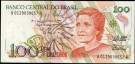 Brasil: 100 Cruzeiros (1990) ND, #228, kv. 0 (Nr.88), bakark medfølger thumbnail