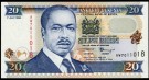 Kenya: 20 Shilingi 1998, #35c, kv. 0 (Nr.57), bakark medfølger thumbnail