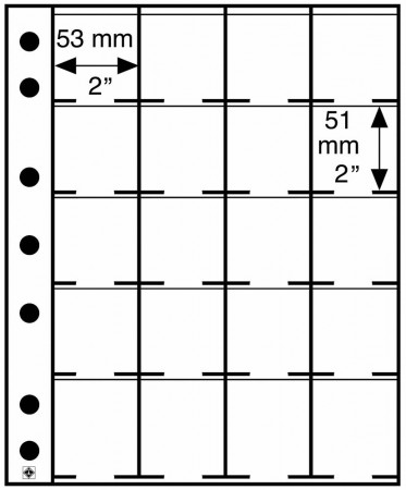 Grande ark/skilleark for myntrammer (50*50mm) - 5 pk.