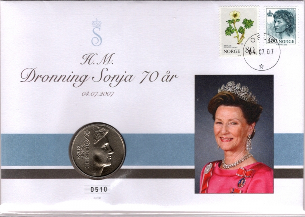 Kongelig myntbrev nr. 1010 fra Samlerhuset utgitt i 4.07.07
Medalje: Jubileumsmedalje
Opplag: 6.000 Stk. //4 Bakark medfølger.
