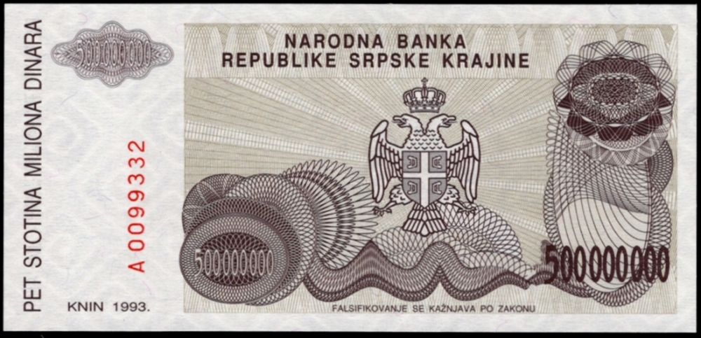 Bakark med informasjon medfølger. SERBIAN REPUBLIC KRAJINA