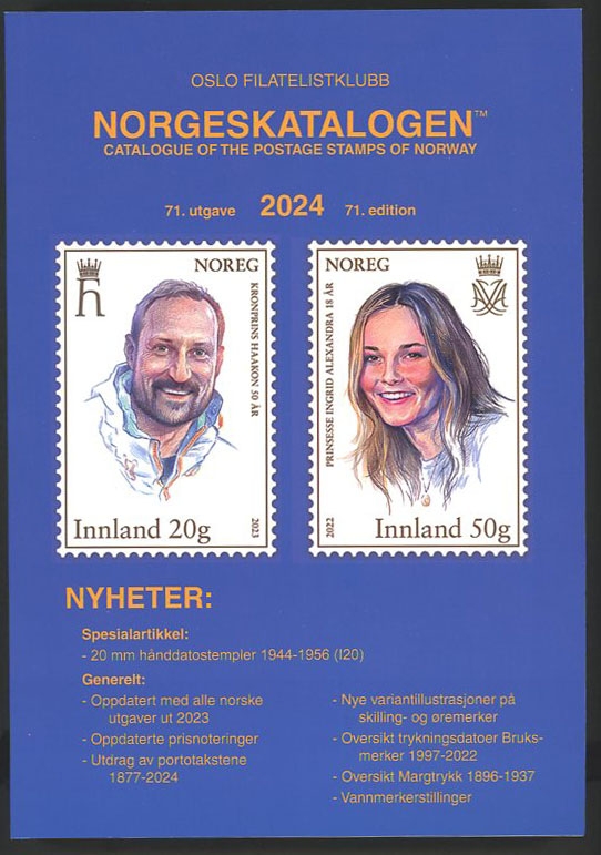 Tema denne gang:
– 20 mm hånddatostempler
– Oppdaterte priser til 2023
– Utdrag portosatser 1877-2024
– Nye variantillustrasjoner skilling og øremerker
– Oversikt trykkningsdatoer Bruksmerker 1997-2022
– Oversikt Margtrykk 1896-1937
– Vannmerkestillinger