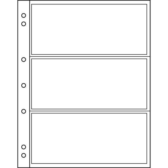 For sedler og postkort inntil 165 x70 mm. Arkivbestandig, laget av polyester. Arkstørrelse 187 x 224 mm. Uten hvite mellomark av kartong. 10-pakning.