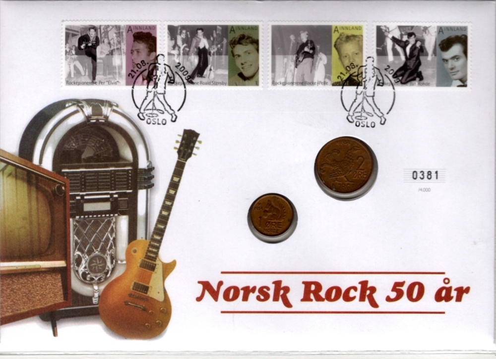 Mynter: 1 øre og 2 øre fra 1959
Frimerker: 4 x frimerker fra 2009.
Opplag: 4.000 Stk. // Bakark medfølger.